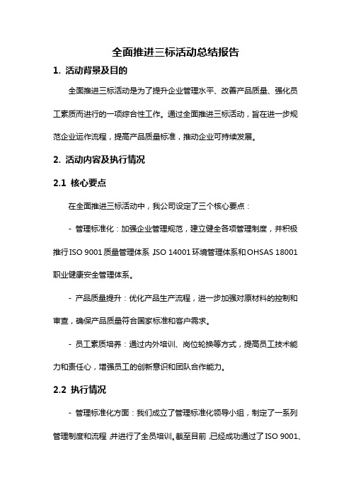 全面推进三标活动总结报告