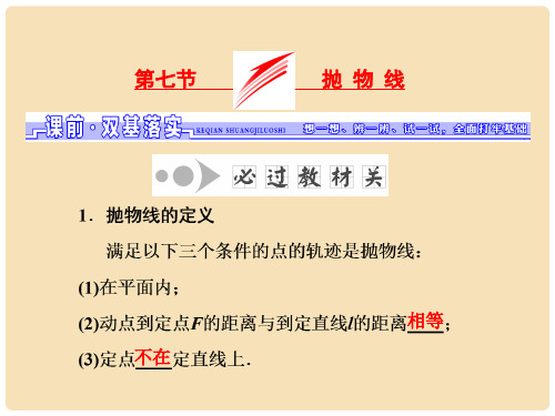 高考数学一轮总复习 第8章 解析几何 第七节 抛物线课