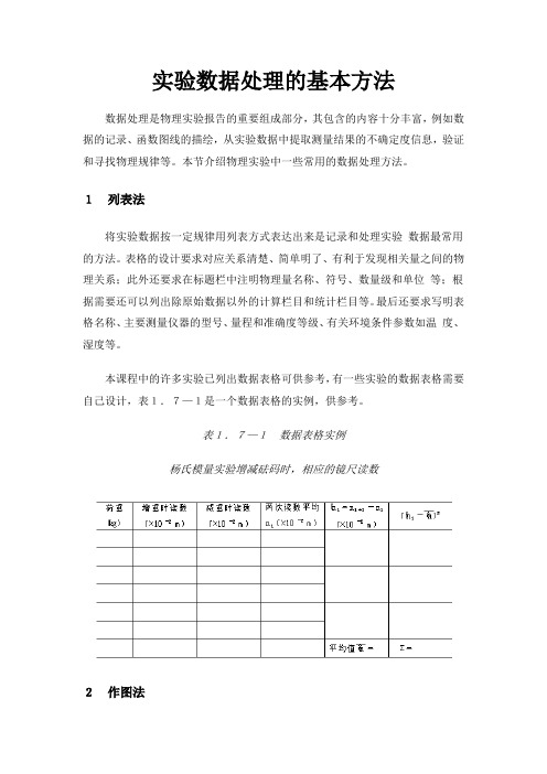 实验数据处理的基本方法