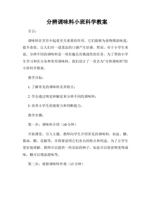 分辨调味料小班科学教案