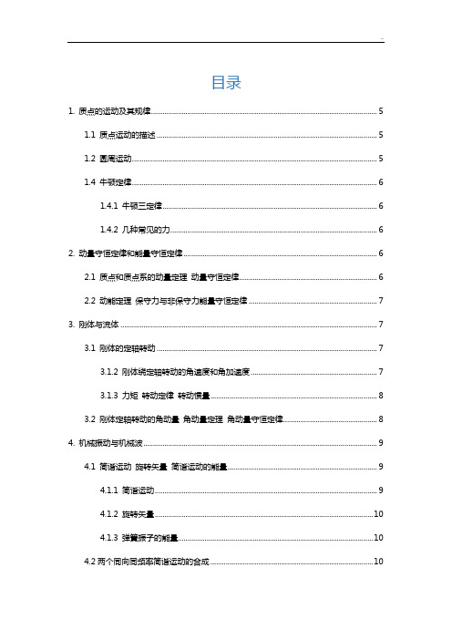 大学物理定律汇总