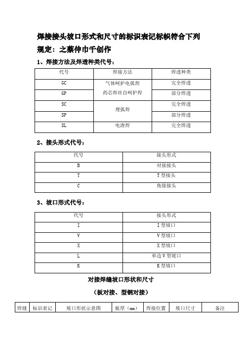 钢结构常用焊接接头坡口形式分类图集