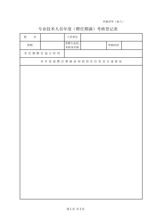 专业技术人员年度(聘任期满)考核登记表【模板】