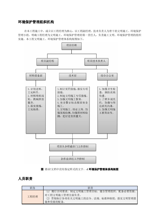 环境保护管理组织机构体系与措施