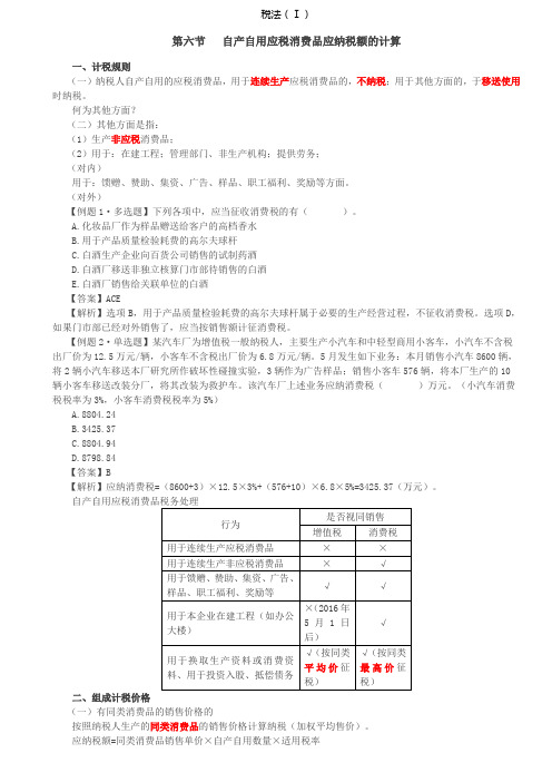 税务师税法Ⅰ讲义第34讲_自产自用应税消费品应纳税额的计算