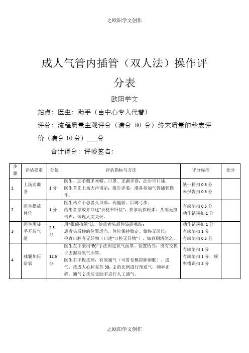 气管插管操作评分标准(.版)