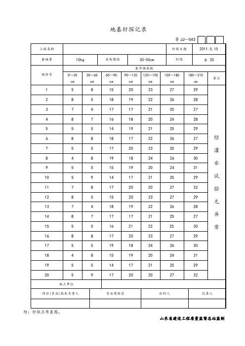 地基钎探记录簿28#