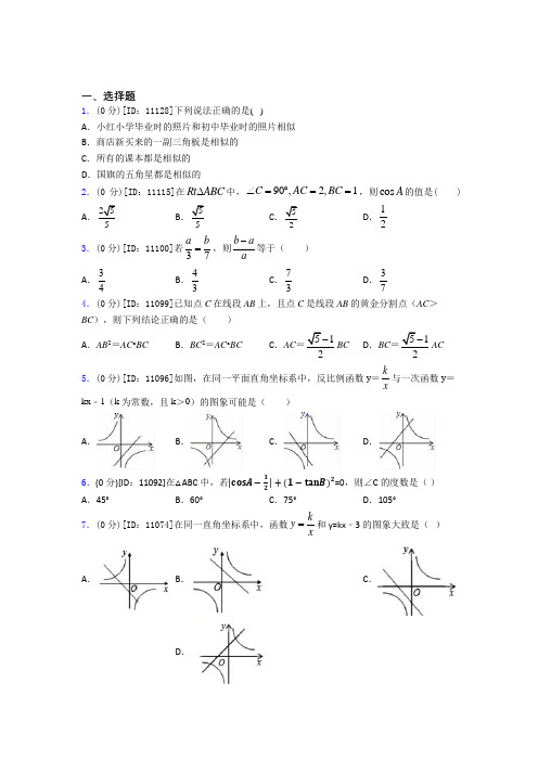 西安郭杜大学城学校初中数学九年级下期中经典题