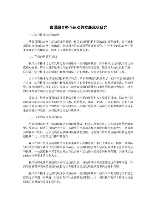 我国综合格斗运动的发展现状研究