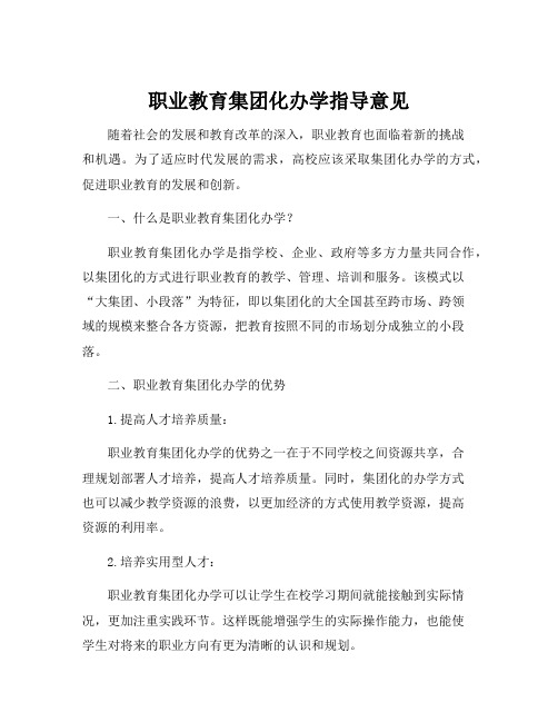 职业教育集团化办学指导意见