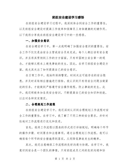 班组安全建设学习感悟