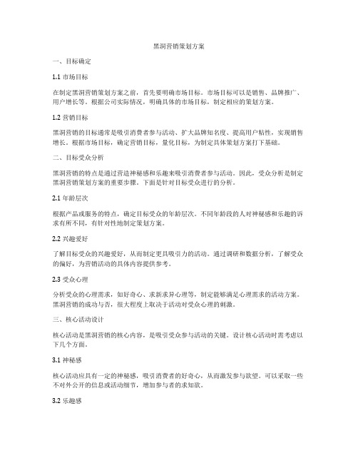 黑洞营销策划方案