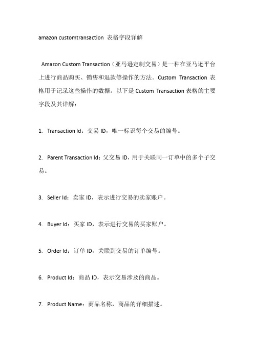 amazon customtransaction 表格字段详解