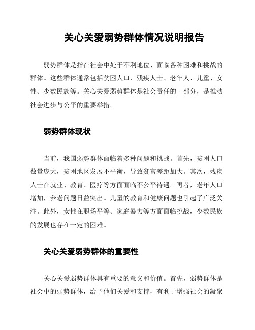 关心关爱弱势群体情况说明报告