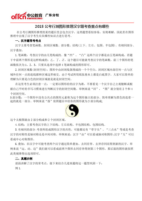 2015公考行测图形推理汉字题考查重点有哪些