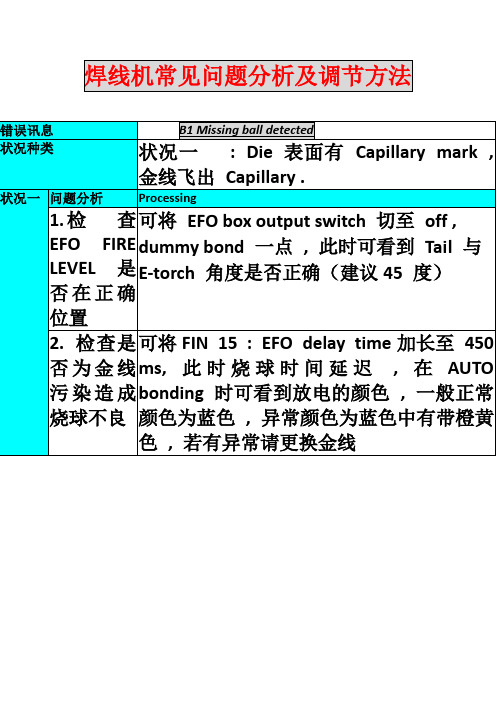 焊线机常见问题分析及调试方法
