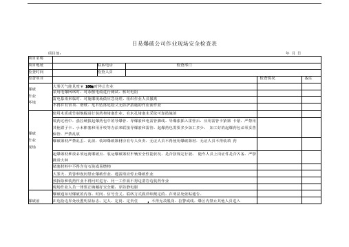 爆破公司作业现场安全检查表