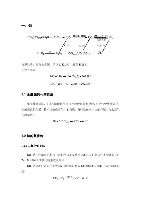 铀钍及其化合物性质