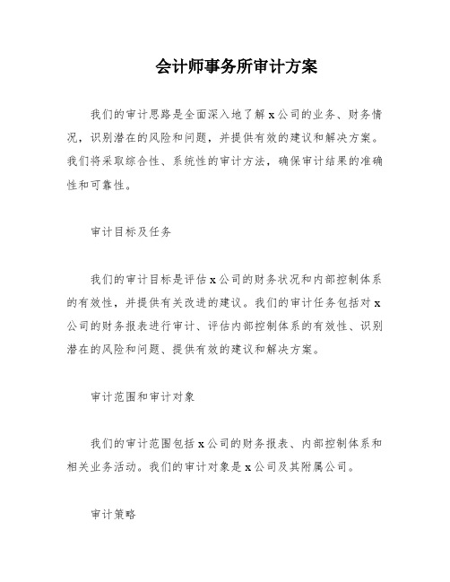 会计师事务所审计方案