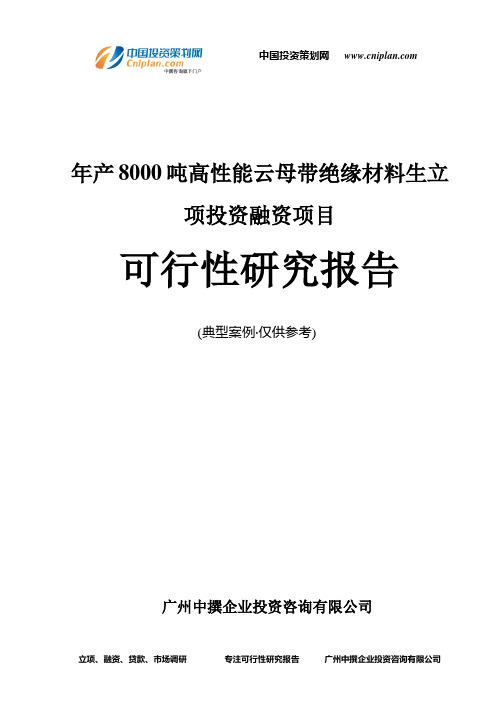 年产8000吨高性能云母带绝缘材料生融资投资立项项目可行性研究报告(中撰咨询)
