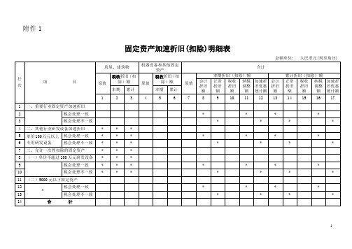 固定资产加速折旧扣除明细表