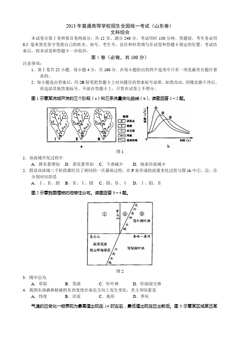 地理高考真题：山东卷