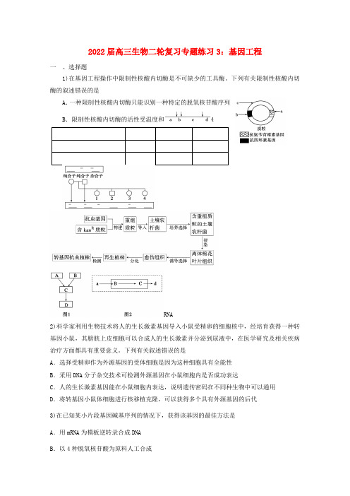 2022届高三生物二轮复习 基因工程专题练习3 新人教版