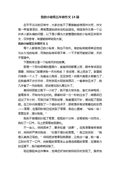 我的小秘密五年级作文14篇