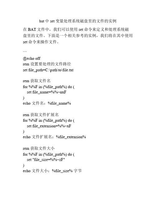 bat中set变量处理系统磁盘里的文件的实例