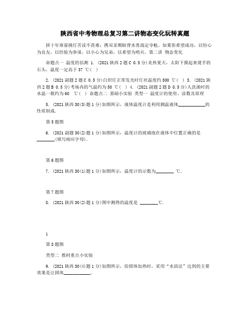 陕西省中考物理总复习第二讲物态变化玩转真题