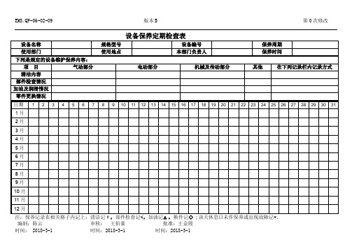 设备保养定期检查表