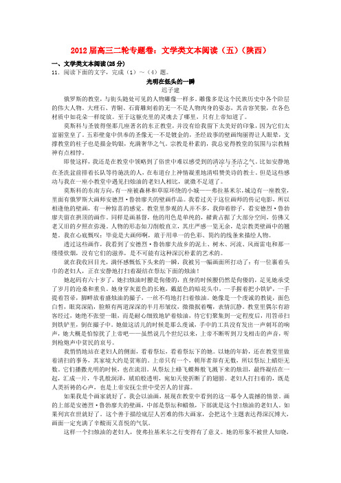 高三语文二轮专题卷 文学类文本阅读(五)(陕西)