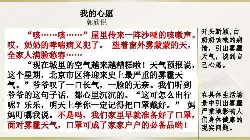 新人教部编版六年级语文下册PPT课件—第四单元范文2：我的心愿