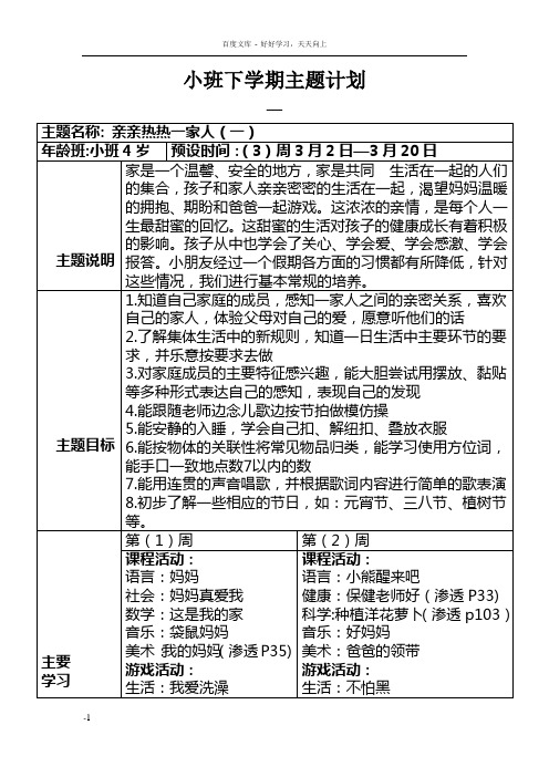 小班组下学期主题计划(正确格式)