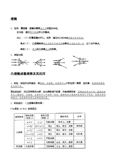 初中物理知识点  第三章 凸透镜成像