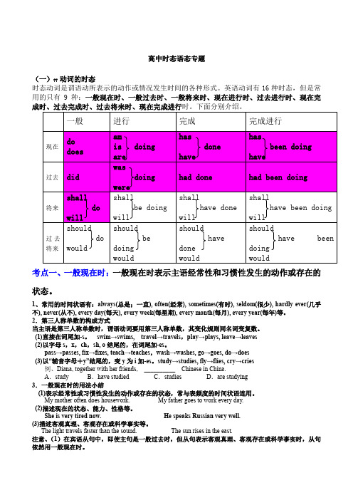 高考英语动词时态语态复习