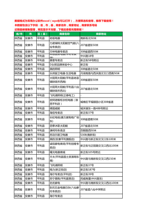 2020新版陕西省安康市平利县家用电器工商企业公司商家名录名单联系电话号码地址大全57家