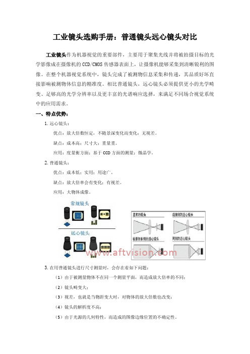 工业镜头选购手册：普通镜头远心镜头对比