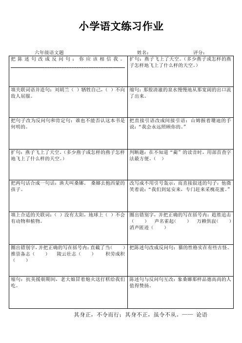 小学六年级语文自学自评I (98)