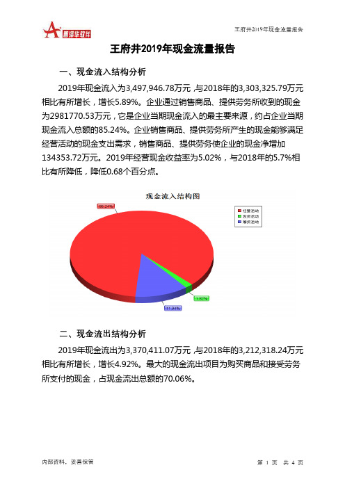 王府井2019年现金流量报告