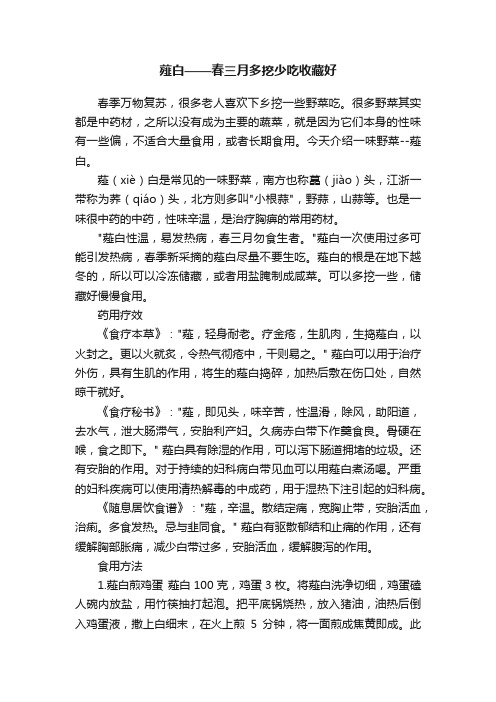 薤白——春三月多挖少吃收藏好