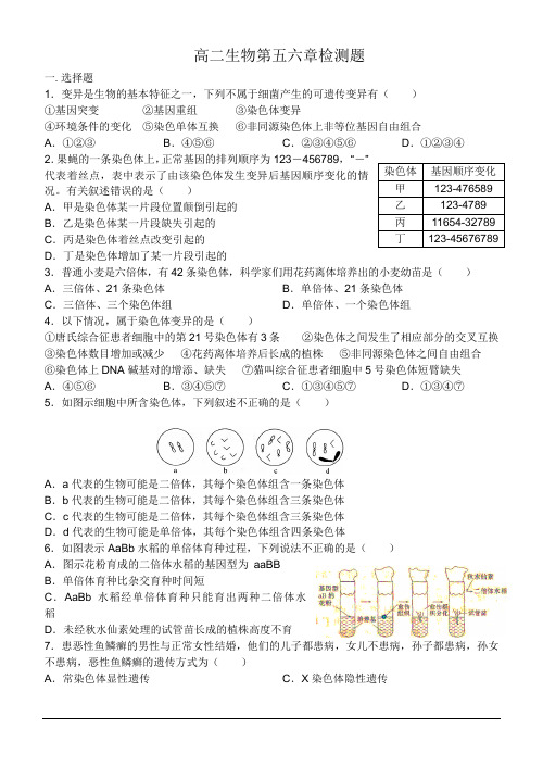 高中生物必修二第五六章测试题