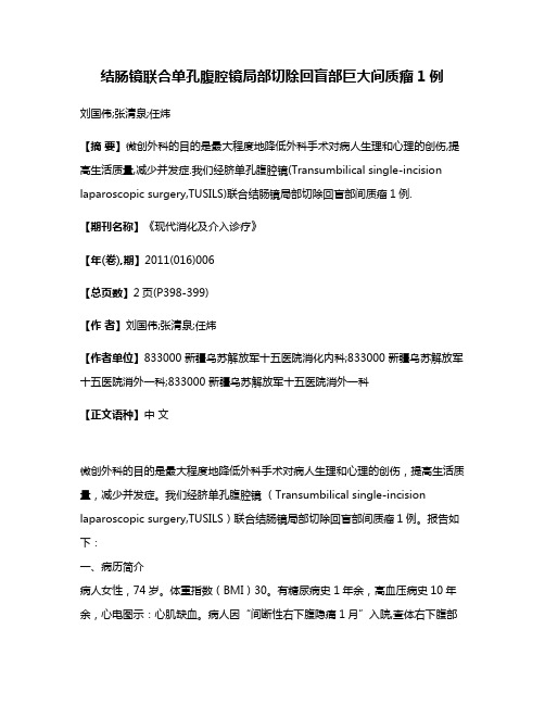 结肠镜联合单孔腹腔镜局部切除回盲部巨大间质瘤1例