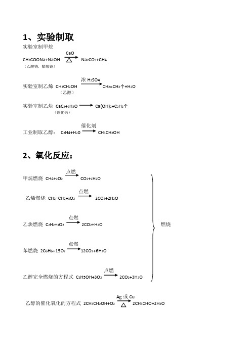 必修二有机化学方程式