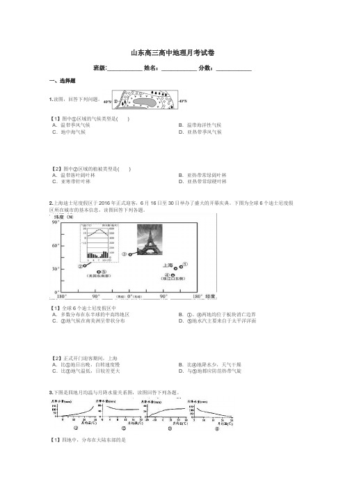 山东高三高中地理月考试卷带答案解析
