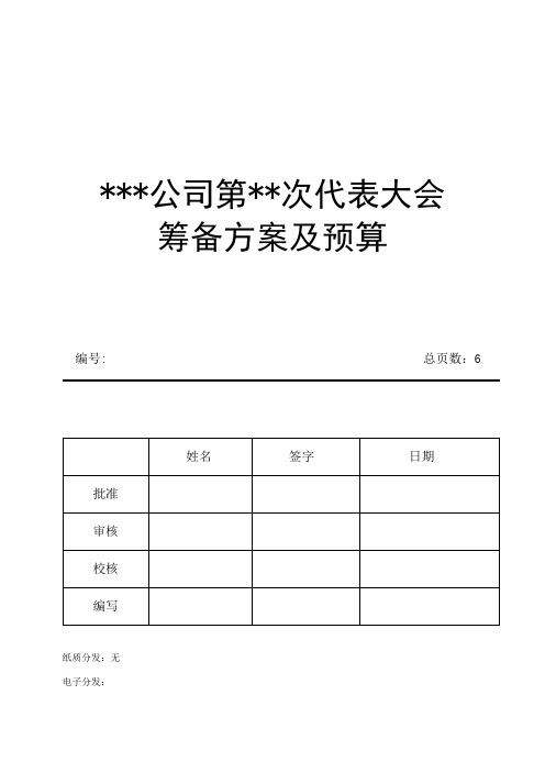 团代会筹备方案及预算