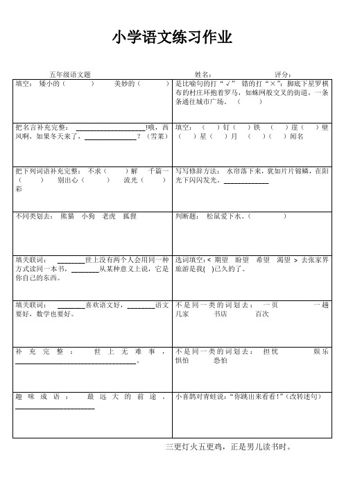 小学语文课堂自评练习I (42)