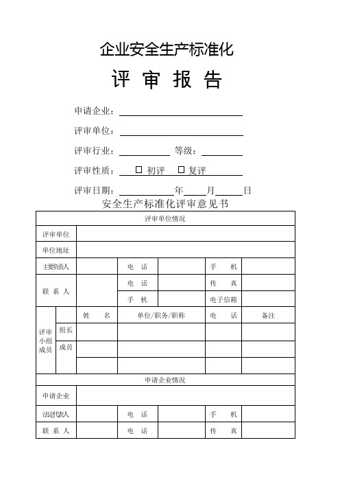 工贸企业三级安全生产标准化评审报告新