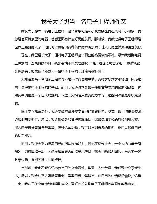 我长大了想当一名电子工程师作文