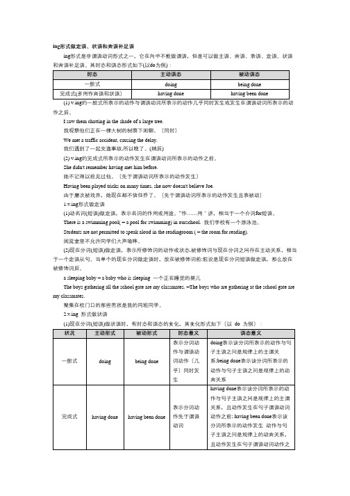 Unit3Grammarv.ing形式做定语状语和宾语补足语讲义高中英语牛津译林版(1)